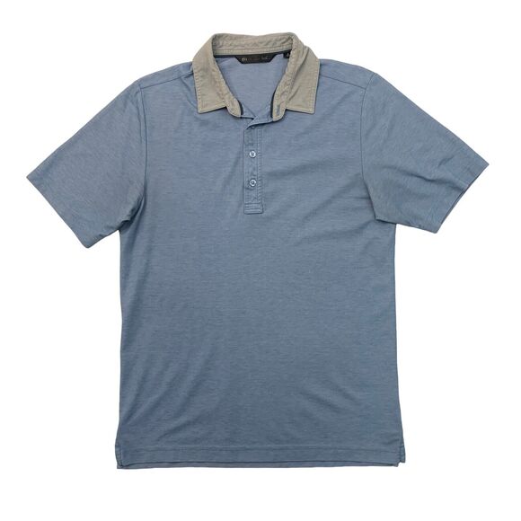 Travis Mathew Polo Shirt Mens S Small Evening Blue Short Sleeve Cotton Blend - Picture 1 of 10